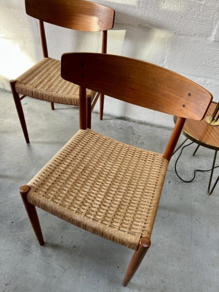 4 x Danish 1960s Teak & Papercord Dining Chairs by A.M. Møbler, Model 501