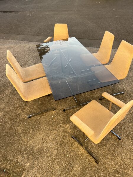 Vintage 1970s Pieff 'Lisse' Dining Table and 6 Chairs