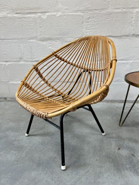 Rattan Cane Chair in the Manner of Rohé Noordwolde, 1950s