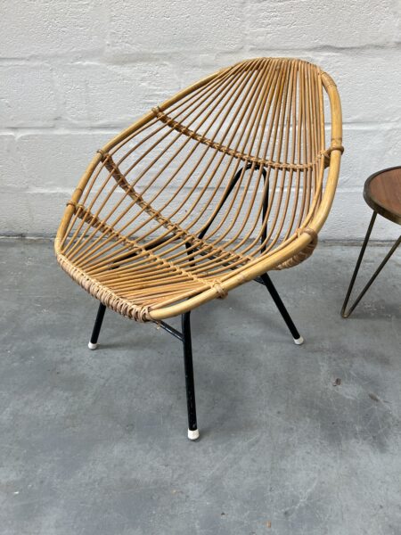 Rattan Cane Chair in the Manner of Rohé Noordwolde, 1950s