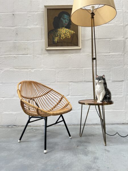 Rattan Cane Chair in the Manner of Rohé Noordwolde, 1950s