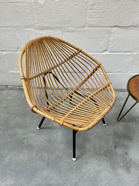 Rattan Cane Chair in the Manner of Rohé Noordwolde, 1950s