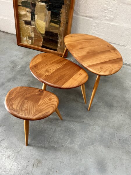 Vintage Blue Label Ercol 'Pebble' Nest of Tables