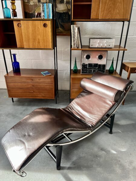 Dark Brown Leather Chaise Longue after Le Corbusier, 1980s