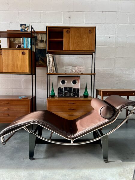 Dark Brown Leather Chaise Longue after Le Corbusier, 1980s