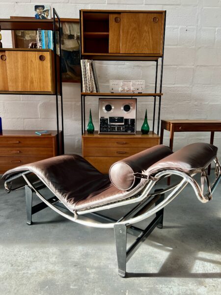 Dark Brown Leather Chaise Longue after Le Corbusier, 1980s
