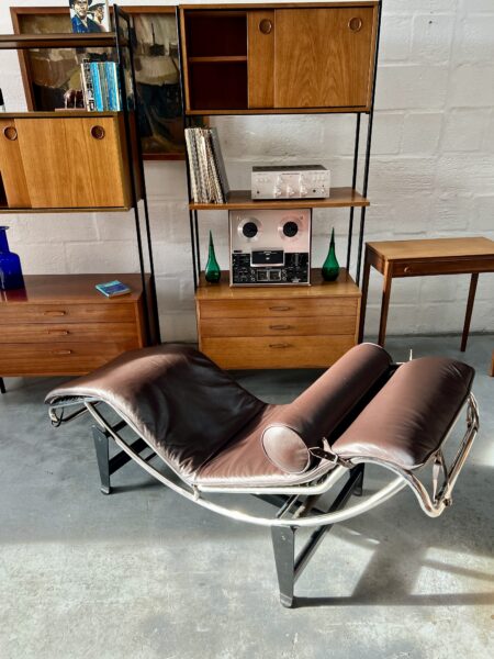 Dark Brown Leather Chaise Longue after Le Corbusier, 1980s