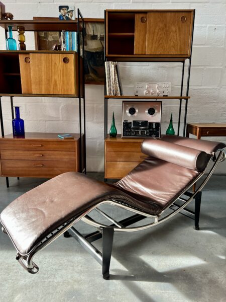 Dark Brown Leather Chaise Longue after Le Corbusier, 1980s