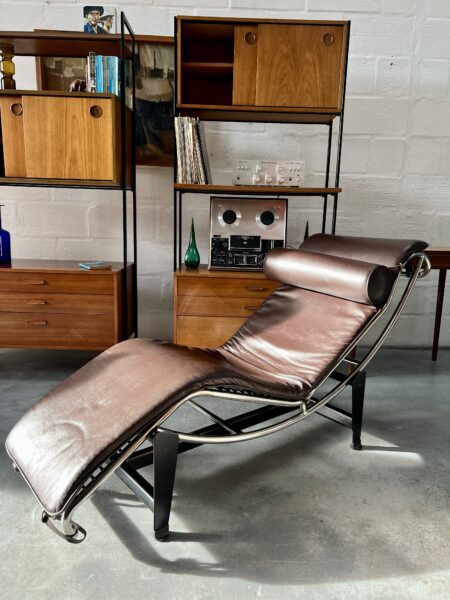 Dark Brown Leather Chaise Longue after Le Corbusier, 1980s