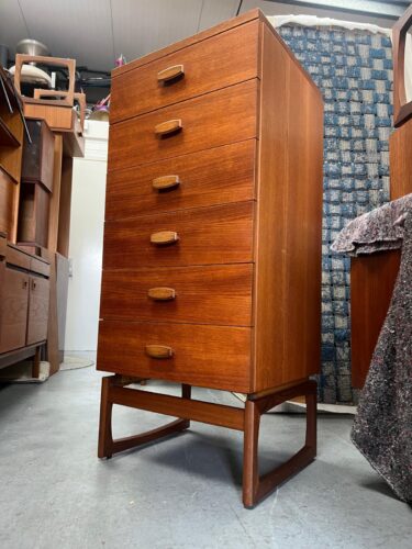 1970s G Plan Teak Quadrille 'Tallboy' Chest of Drawers 