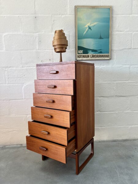 1970s G Plan Teak Quadrille 'Tallboy' Chest of Drawers 