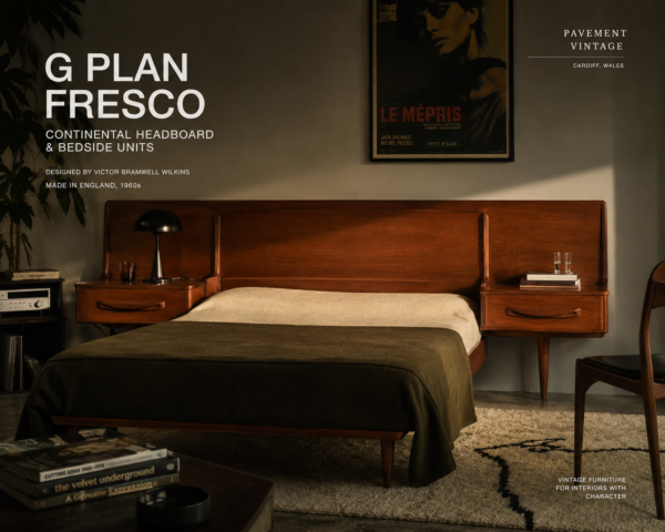 1960s G Plan 'Fresco' Double Headboard with Bedside Tables