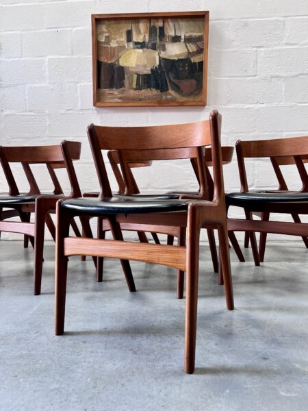 Set of 8 Danish Mid Century Kai Kristiansen Model 68 “Fire” Dining Chairs, 1960s